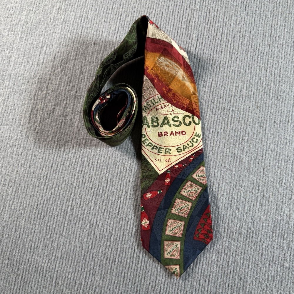 Vintage Mens‎ 100% Silk Tabasco Brand Pepper Sauce Tie Red Hot Peppers